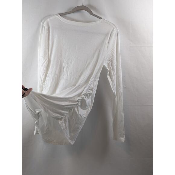 Ingrid & Isabel White Top Maternity Long Sleeve VNeck Shirred Solid TShirt Large - Picture 3 of 8